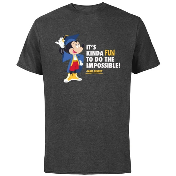 Disney Mickey Mouse Graduation New Grad Do the Impossible - Short Sleeve Cotton T-Shirt for Adults - Customized-Charcoal