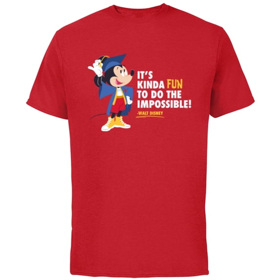 Disney Mickey Mouse Graduation New Grad Do the Impossible - Short Sleeve Cotton T-Shirt for Adults - Customized-Red