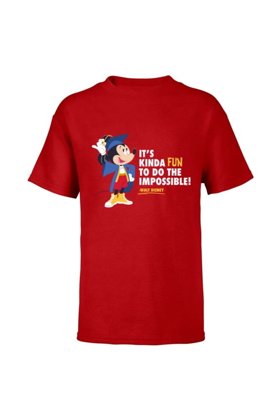 Mickey Mouse Graduation New Grad Do the Impossible - Short Sleeve T-Shirt for Kids - Customized-Red