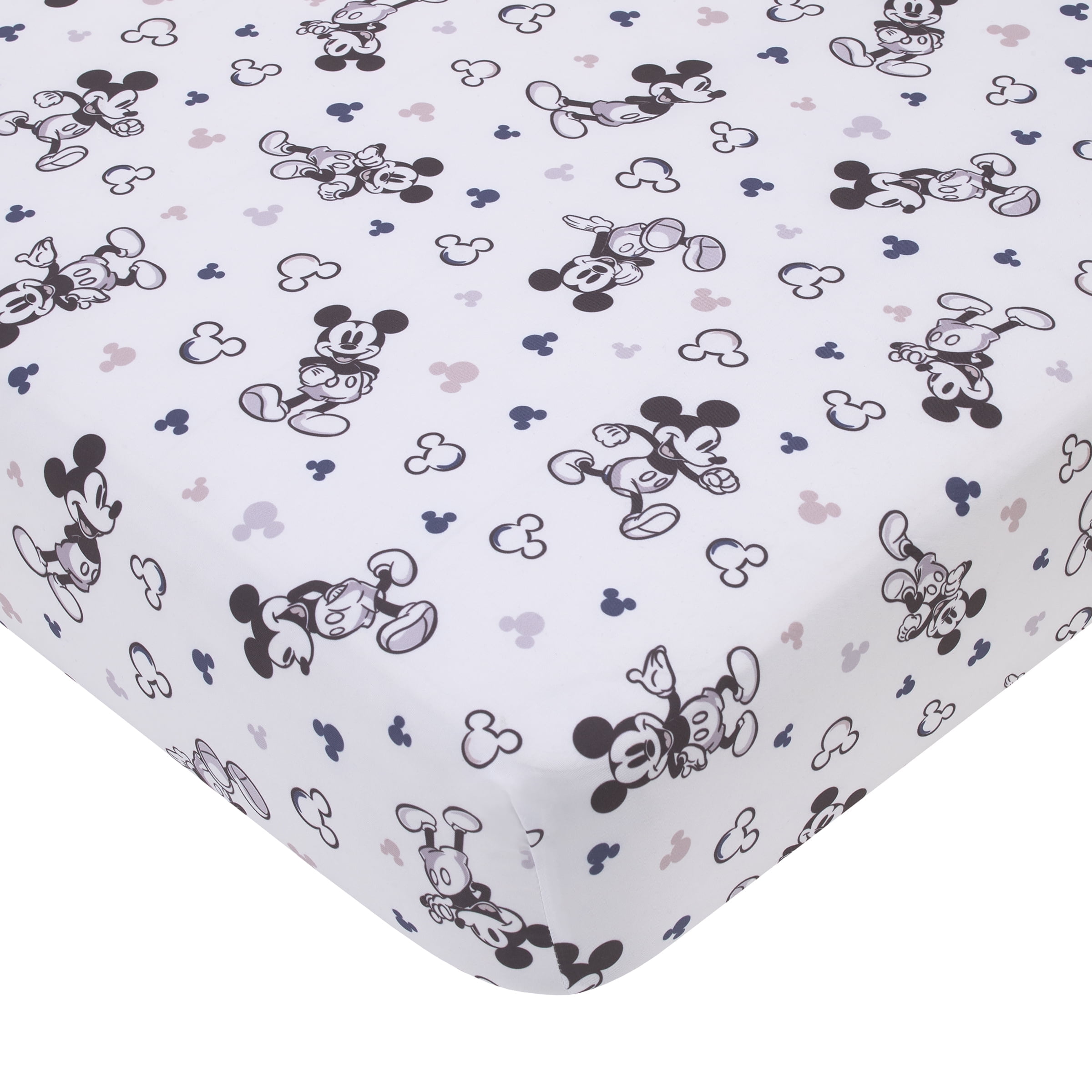 Disney Mickey Mouse Gray, Black, and White Fitted Crib Sheet