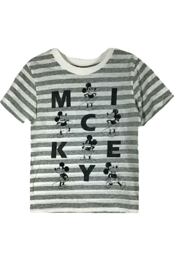 Mickey Mouse Gray & White Striped Toddler's T-Shirt size 5T