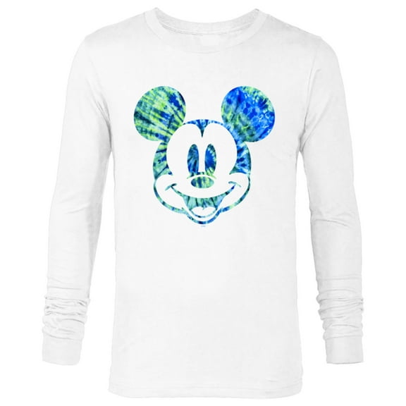 Disney Mickey Mouse Green Tie Dye - Long Sleeve T-Shirt for Men - Customized-White