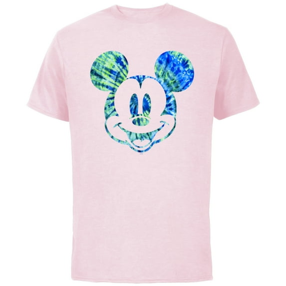 Disney Mickey Mouse Green Tie Dye - Short Sleeve Cotton T-Shirt for Adults - Customized-Soft Pink