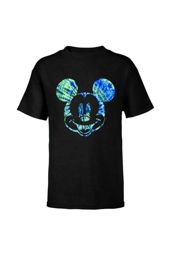 Mickey Mouse Green Tie Dye - Short Sleeve T-Shirt for Kids - Customized-Black
