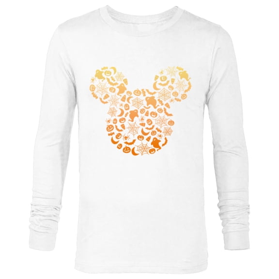 Disney Mickey Mouse Halloween Ghosts & Pumpkins Gradient - Long Sleeve T-Shirt for Men - Customized-White
