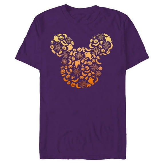 Disney Mickey Mouse Halloween Ghosts & Pumpkins Gradient - Short Sleeve Blended T-Shirt for Adults - Customized-Purple