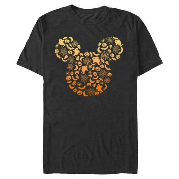 Disney Mickey Mouse Halloween Ghosts & Pumpkins Gradient - Short Sleeve Blended T-Shirt for Adults - Customized-Dark Heather