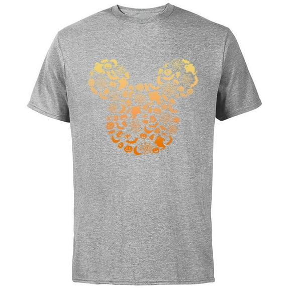 Disney Mickey Mouse Halloween Ghosts & Pumpkins Gradient - Short Sleeve Cotton T-Shirt for Adults - Customized-Athletic Heather