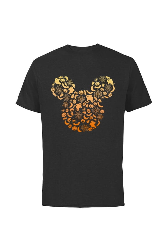 Mickey Mouse Halloween Ghosts & Pumpkins Gradient - Short Sleeve Cotton T-Shirt for Adults - Customized-Black