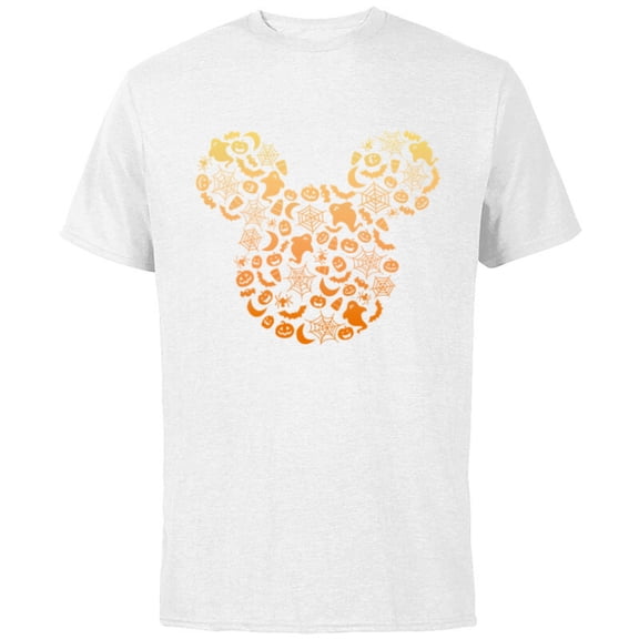 Disney Mickey Mouse Halloween Ghosts & Pumpkins Gradient - Short Sleeve Cotton T-Shirt for Adults - Customized-White