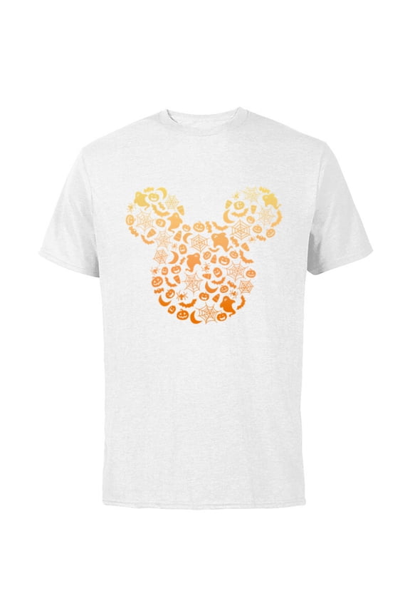 Mickey Mouse Halloween Ghosts & Pumpkins Gradient - Short Sleeve Cotton T-Shirt for Adults - Customized-White