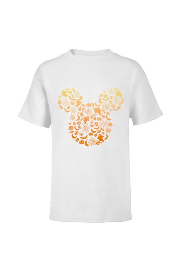 Mickey Mouse Halloween Ghosts & Pumpkins Gradient - Short Sleeve T-Shirt for Kids - Customized-White