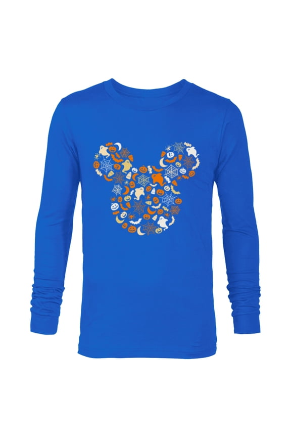 Mickey Mouse Halloween Ghosts Pumpkins Spiders - Long Sleeve T-Shirt for Men - Customized-Navy
