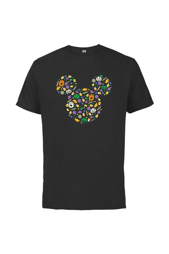 Mickey Mouse Halloween Head Icon Pumpkins and Candy - Short Sleeve Cotton T-Shirt for Adults - Customized-Black