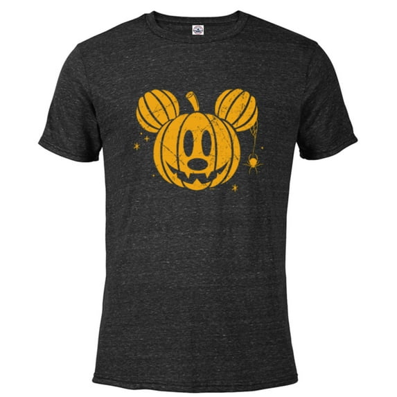 Disney Mickey Mouse Halloween Jack-o’-Lantern Distressed - Short Sleeve Blended T-Shirt for Adults - Customized-Black Snow Heather