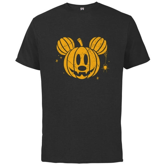 Disney Mickey Mouse Halloween Jack-o’-Lantern Distressed - Short Sleeve Cotton T-Shirt for Adults - Customized-Black
