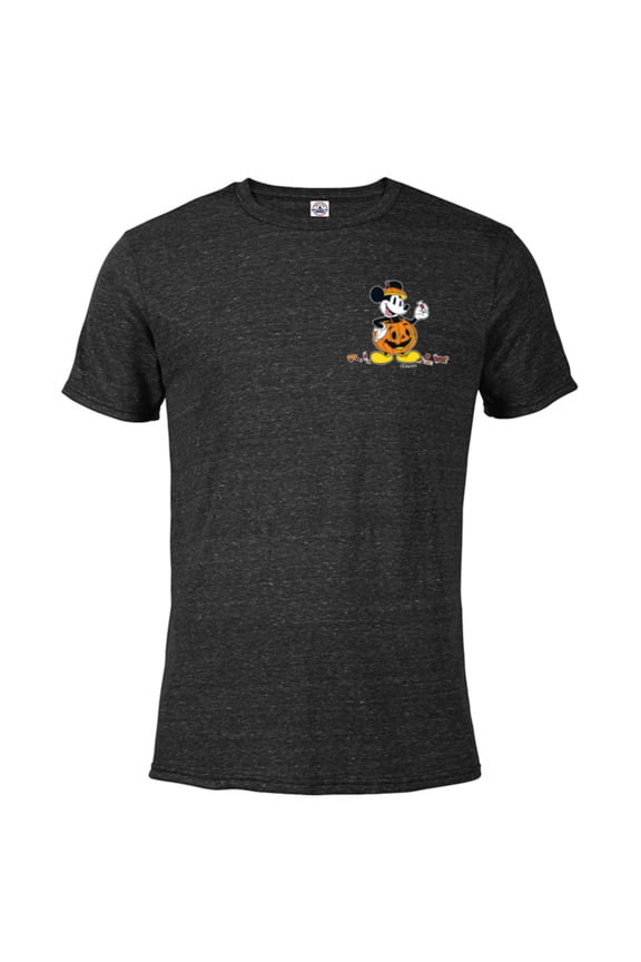 Mickey Mouse Halloween Pumpkin Costume with Candy - Short Sleeve Blended T-Shirt for Adults - Customized-Black Snow Heather