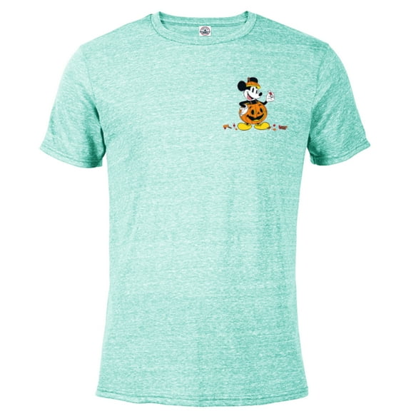 Disney Mickey Mouse Halloween Pumpkin Costume with Candy - Short Sleeve Blended T-Shirt for Adults - Customized-Celadon Snow Heather