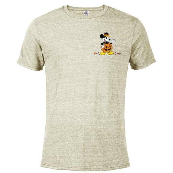 Disney Mickey Mouse Halloween Pumpkin Costume with Candy - Short Sleeve Blended T-Shirt for Adults - Customized-Putty Snow Heather