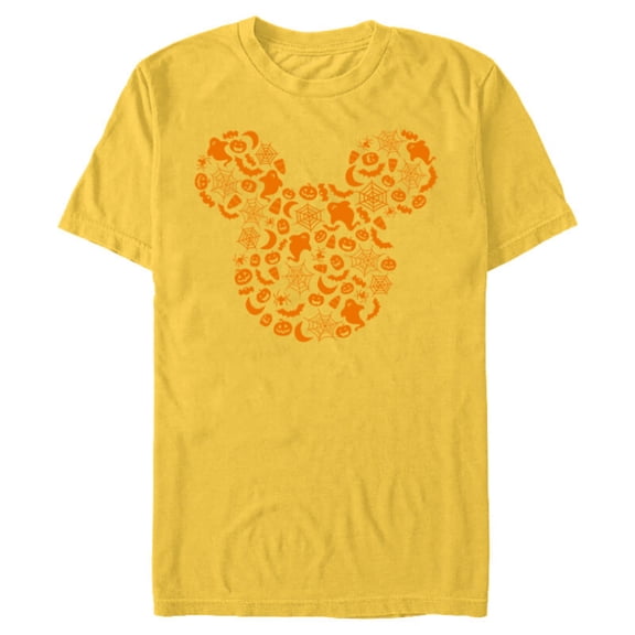 Disney Mickey Mouse Halloween Silhouette - Short Sleeve Blended T-Shirt for Adults - Customized-Yellow