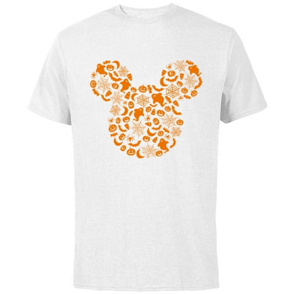Disney Mickey Mouse Halloween Silhouette - Short Sleeve Cotton T-Shirt for Adults - Customized-White