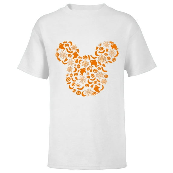 Disney Mickey Mouse Halloween Silhouette - Short Sleeve T-Shirt for Kids - Customized-White