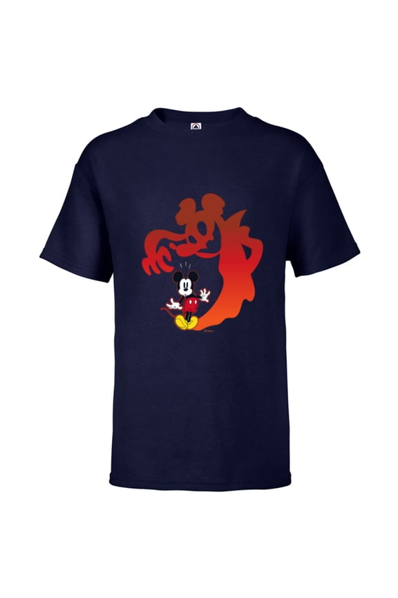 Mickey Mouse Halloween Spooky Scary Shadows Vampire - Short Sleeve T-Shirt for Kids - Customized-Athletic Navy