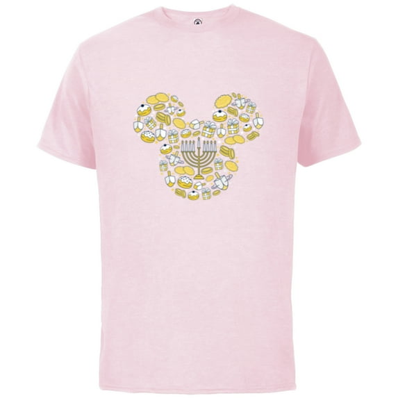 Disney Mickey Mouse Hanukkah Holiday - Short Sleeve Cotton T-Shirt for Adults - Customized-Soft Pink