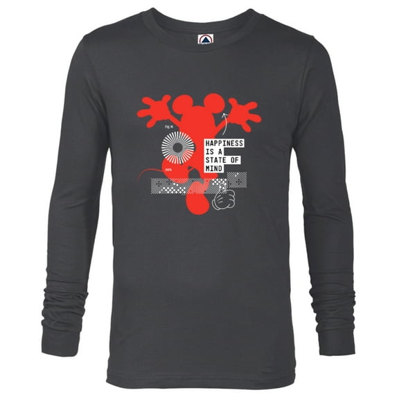 Disney Mickey Mouse Happiness is a State of Mind - Long Sleeve T-Shirt for Men - Customized-Charcoal Heather