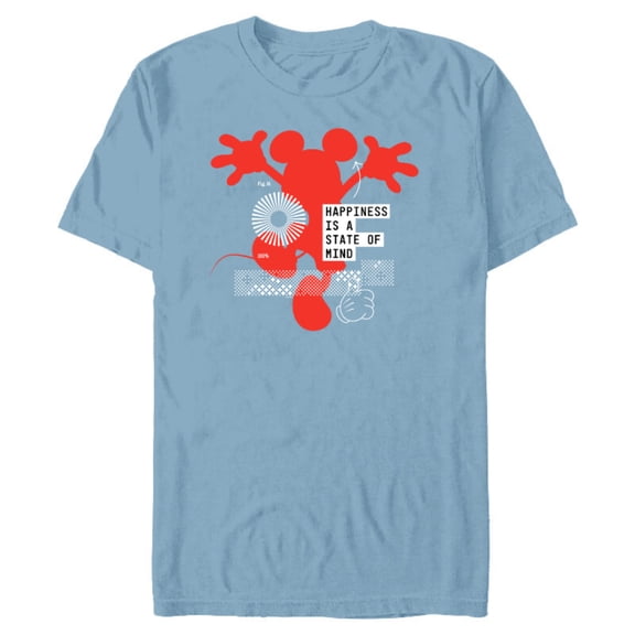 Disney Mickey Mouse Happiness is a State of Mind - Short Sleeve Blended T-Shirt for Adults - Customized-Ocean Blue
