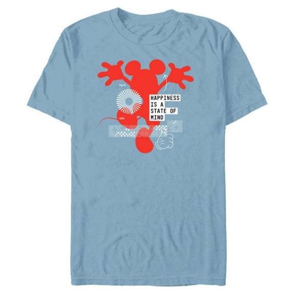 Disney Mickey Mouse Happiness is a State of Mind - Short Sleeve Blended T-Shirt for Adults - Customized-Ocean Blue