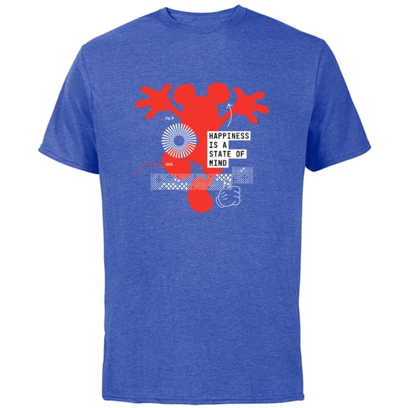 Disney Mickey Mouse Happiness is a State of Mind - Short Sleeve Cotton T-Shirt for Adults - Customized-Royal Heather
