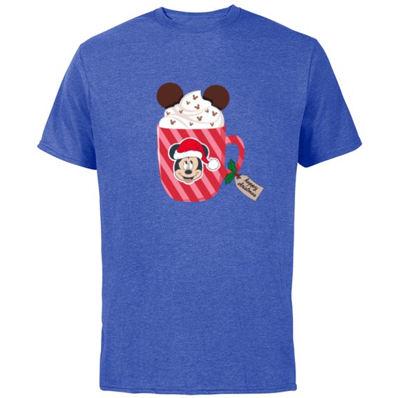 Disney Mickey Mouse Happy Christmas Hot Chocolate Cocoa Mug - Short Sleeve Cotton T-Shirt for Adults - Customized-Royal Heather
