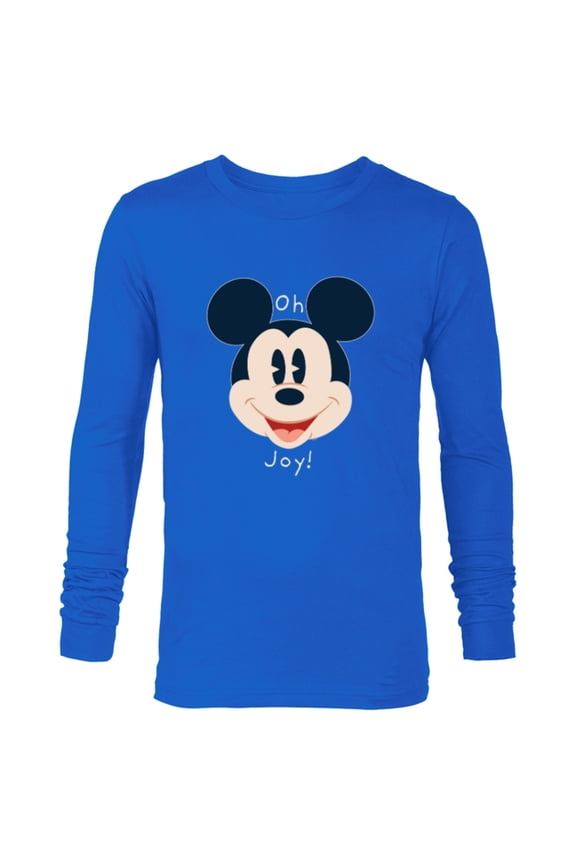 Mickey Mouse Happy Face Christmas Holiday Oh Joy! - Long Sleeve T-Shirt for Men - Customized-Navy