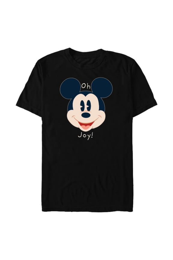 Mickey Mouse Happy Face Christmas Holiday Oh Joy! - Short Sleeve Blended T-Shirt for Adults - Customized-Black