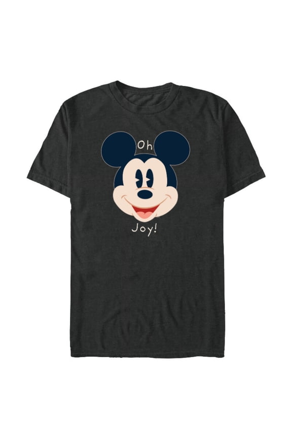Mickey Mouse Happy Face Christmas Holiday Oh Joy! - Short Sleeve Blended T-Shirt for Adults - Customized-Dark Heather