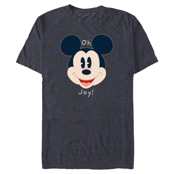 Disney Mickey Mouse Happy Face Christmas Holiday Oh Joy! - Short Sleeve Blended T-Shirt for Adults - Customized-Navy Heather