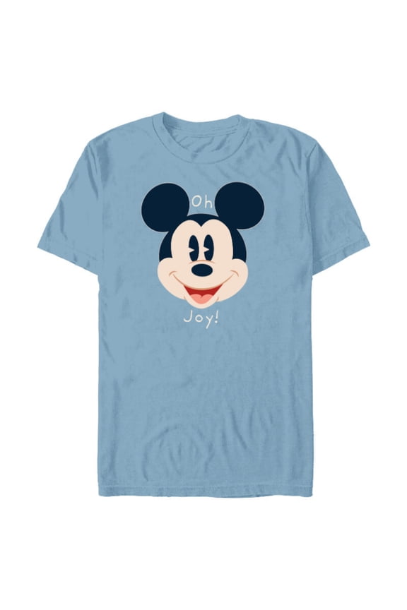 Mickey Mouse Happy Face Christmas Holiday Oh Joy! - Short Sleeve Blended T-Shirt for Adults - Customized-Ocean Blue