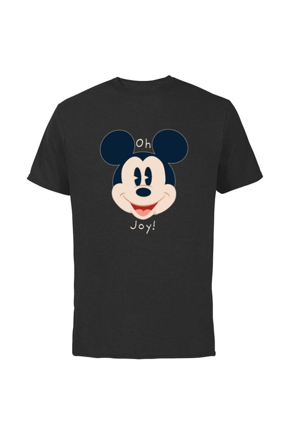 Mickey Mouse Happy Face Christmas Holiday Oh Joy! - Short Sleeve Cotton T-Shirt for Adults - Customized-Black