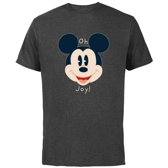 Disney Mickey Mouse Happy Face Christmas Holiday Oh Joy! - Short Sleeve Cotton T-Shirt for Adults - Customized-Charcoal