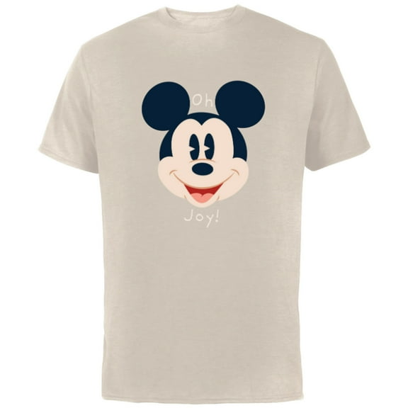 Disney Mickey Mouse Happy Face Christmas Holiday Oh Joy! - Short Sleeve Cotton T-Shirt for Adults - Customized-Natural
