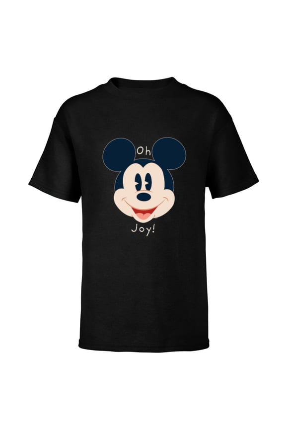 Mickey Mouse Happy Face Christmas Holiday Oh Joy! - Short Sleeve T-Shirt for Kids - Customized-Black