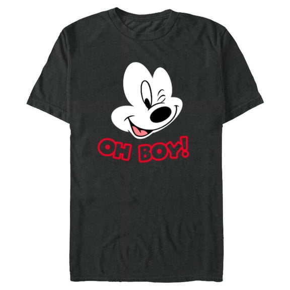Disney Mickey Mouse Happy Face Winking Oh Boy - Short Sleeve Blended T-Shirt for Adults - Customized-Dark Heather