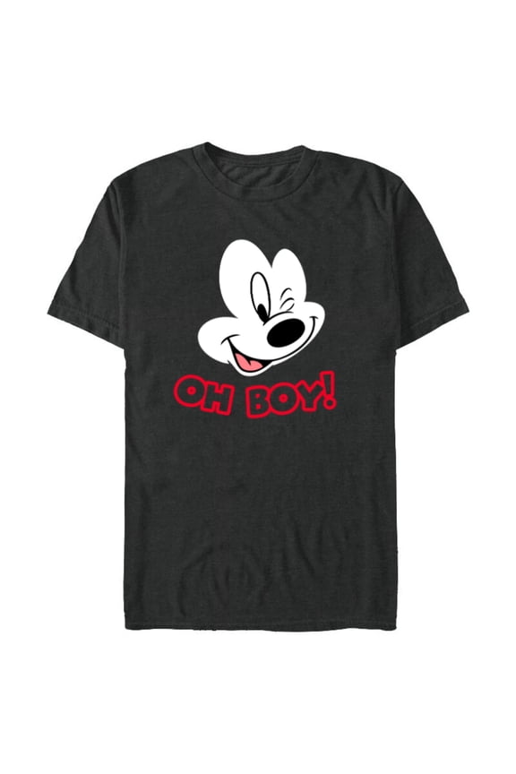 Mickey Mouse Happy Face Winking Oh Boy - Short Sleeve Blended T-Shirt for Adults - Customized-Dark Heather
