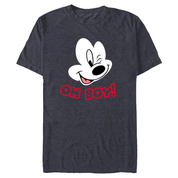 Disney Mickey Mouse Happy Face Winking Oh Boy - Short Sleeve Blended T-Shirt for Adults - Customized-Navy Heather