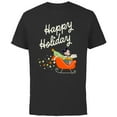 thumbnail image 1 of Disney Mickey Mouse Happy Holiday Christmas Sleigh Delivery - Short Sleeve Cotton T-Shirt for Adults - Customized-Black, 1 of 5