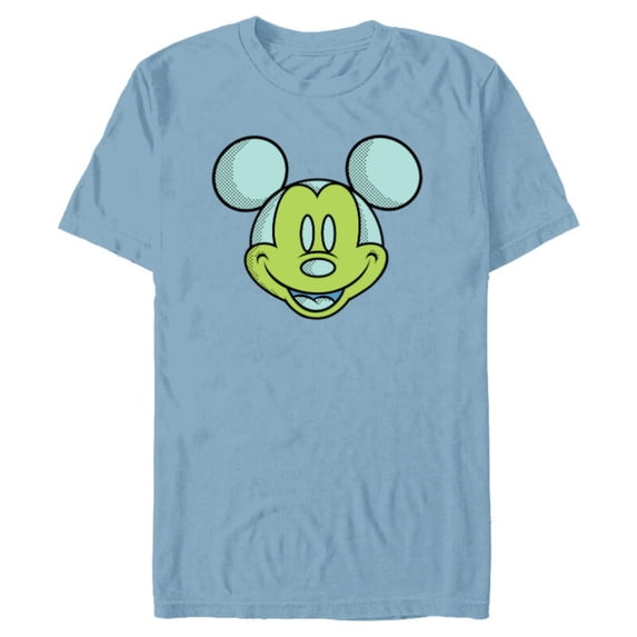 Disney Mickey Mouse Happy Smiling Face Retro Pop Art - Short Sleeve Blended T-Shirt for Adults - Customized-Ocean Blue