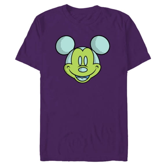 Disney Mickey Mouse Happy Smiling Face Retro Pop Art - Short Sleeve Blended T-Shirt for Adults - Customized-Purple