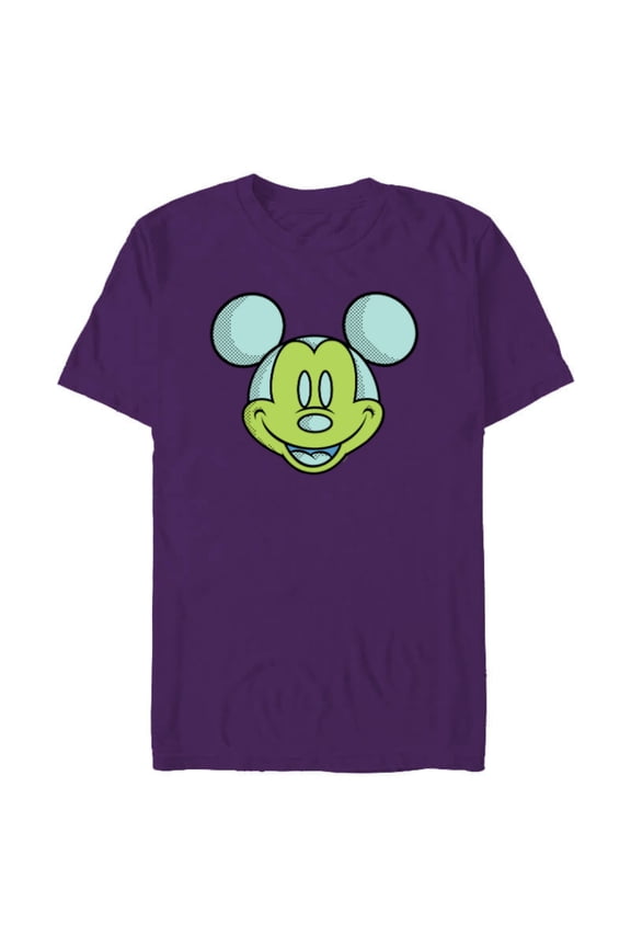 Mickey Mouse Happy Smiling Face Retro Pop Art - Short Sleeve Blended T-Shirt for Adults - Customized-Purple