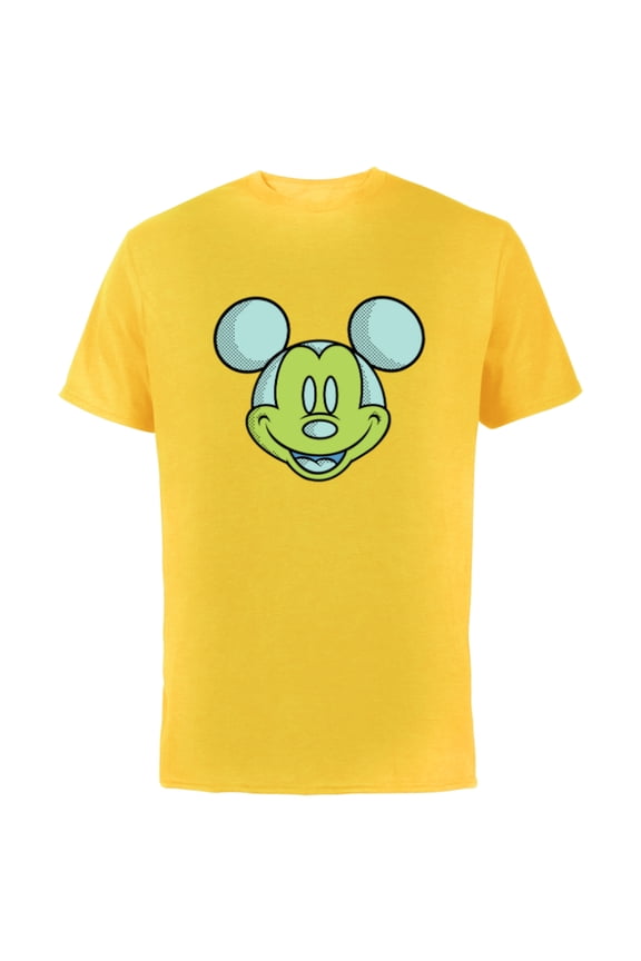 Mickey Mouse Happy Smiling Face Retro Pop Art - Short Sleeve Cotton T-Shirt for Adults - Customized-Yellow